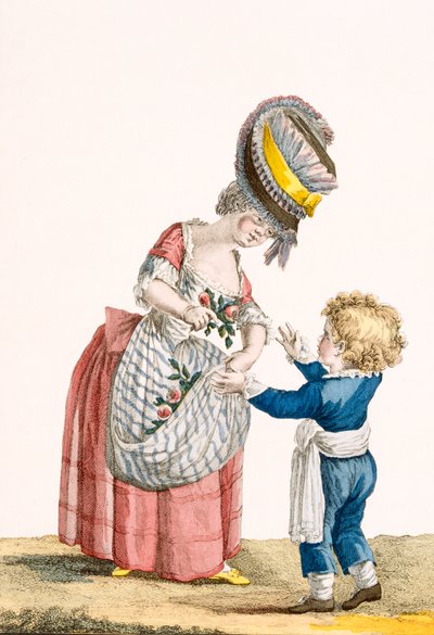 Young peasant girl with young boy, engraved by Dupin, plate from 